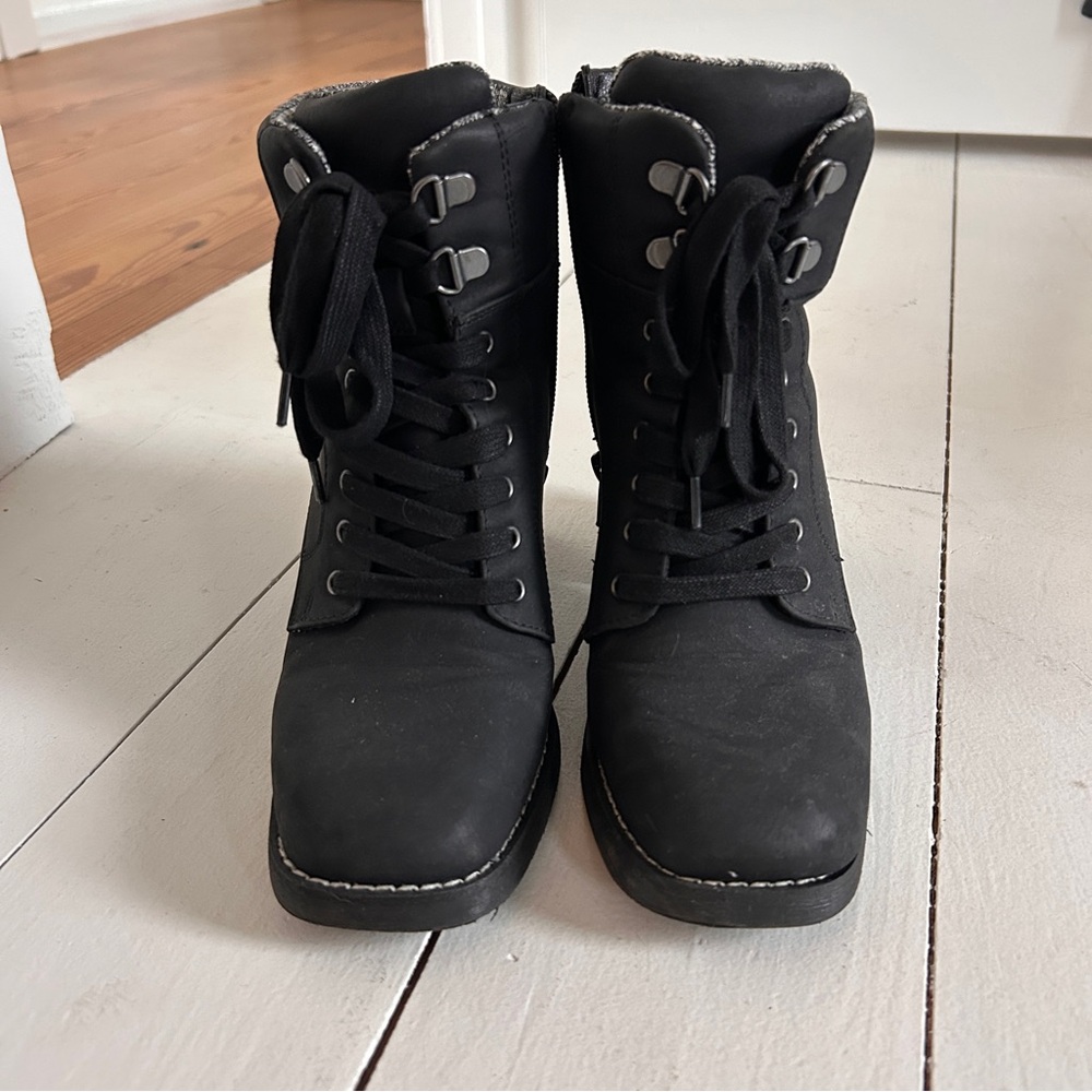 Women's Black Lace-Up Boots